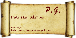 Petrika Gábor névjegykártya